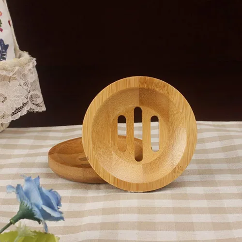 Vista 4 de 2 bandejas de bambú para jabón, soporte redondo de bambú para ducha, soporte de madera para ducha, contenedor de almacenamiento para baño, inodoro