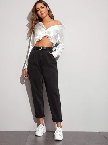 Vista 5 de Floerns Jeans para mujer de talle alto y pierna recta