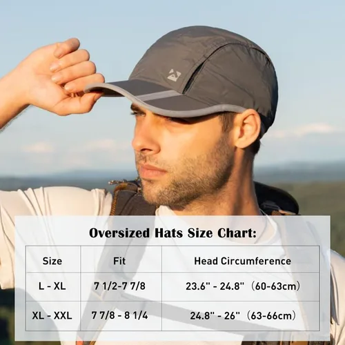 Vista 2 de Gorra de béisbol de malla de secado rápido XL XXL de gran tamaño para hombres gorras de pesca plegables para correr