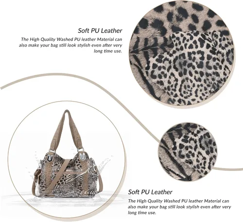 Vista 199 de Angel Barcelo - Bolsa de hombro amplia para mujer, diseño Hobo, cuero lavado