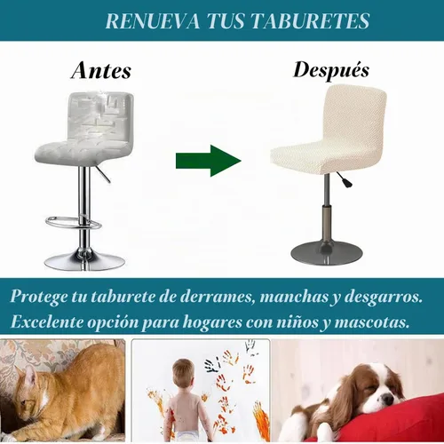 Vista 5 de HFCNMY Fundas para Taburetes de Bar con Respaldos, Paquete de 2 Fundas Elásticas para Sillas de Taburete de Bar, Fundas para Taburetes de Bar