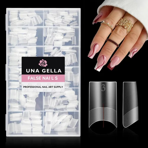 Vista 25 de UNA GELLA Puntas de uñas de gel de almendra cortas: 504 puntas de uñas
