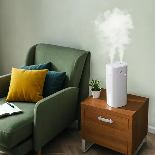 Vista 3 de Mini humidificadores portátiles JORMEY - Humidificador silencioso de niebla fría con anillo LED suave, humidificador de escritorio de 21.1 fl oz