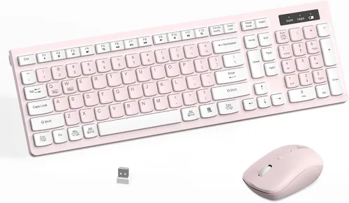 Vista 10 de Reccazr - Combo de teclado y mouse inalámbricos, teclado y mouse de tamaño completo 2.4G, inalámbrico, mouse ajustable de 3 DPI, teclado de doble