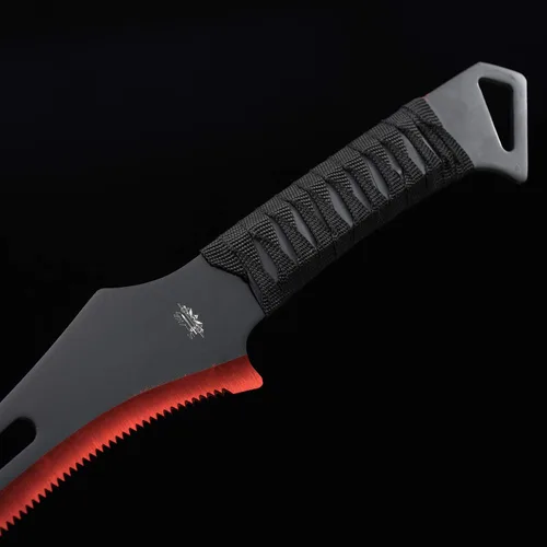 Vista 6 de Espada Ninja de acero inoxidable con vaina, cuchillo táctico de artes marciales para exteriores Rojo