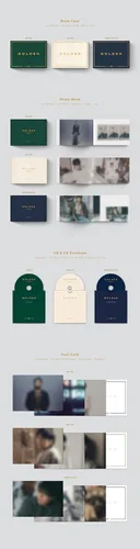 Vista 3 de BTS : JUNGKOOK GOLDEN (versión de sustancia) 1er álbum en solitario CD+póster+tarjeta fotográfica+etiqueta de símbolo+postal+libro de fotos+sobre
