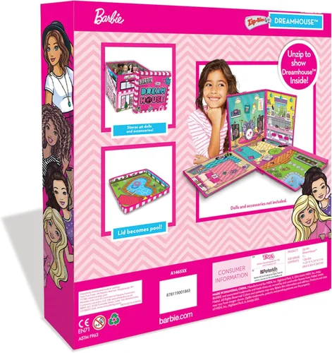Vista 3 de Caja ZipBin con cierres para guardar hasta 40 Barbies; se puede utilizar como casa de muñecas, caja de guardado y alfombra para jugar