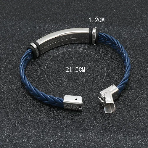Vista 2 de ZKXXJ Shema Israel - Pulsera de oración para hombres y mujeres, pulsera de cuero trenzado de acero inoxidable con bendición judía hebrea Sh'ma Shema