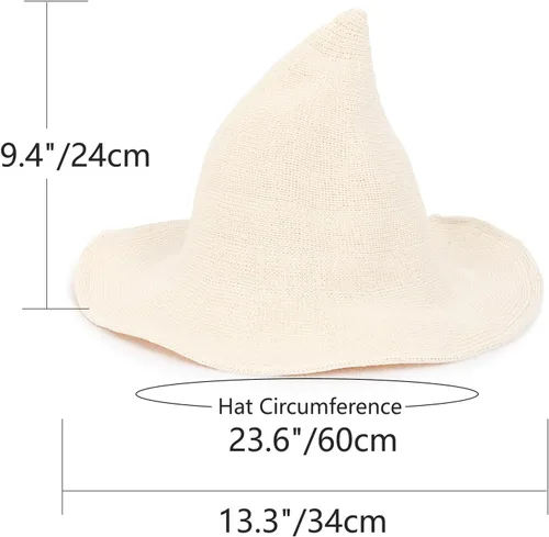 Vista 2 de DAZCOS Sombrero de bruja de punto multicolor transpirable de ala ancha plegable para mujer, disfraz de Navidad
