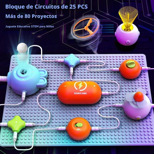 Vista 2 de Kits de ciencia para niños de 8 a 12 años, kit de circuito electrónico de Bloques de construcción de circuitos, kit de placa de circuito, kit