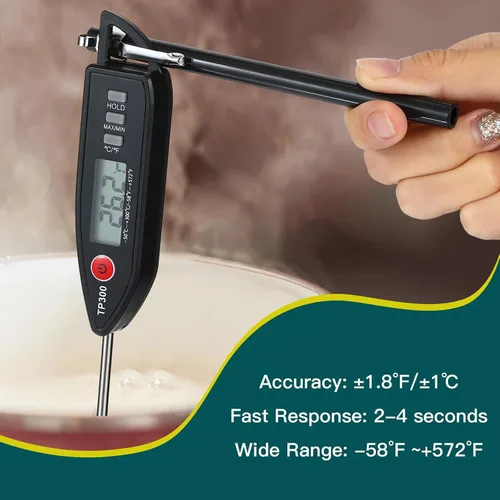 Vista 5 de Copkim Juego de 3 Termómetros de Cocina Impermeables para Agua, Líquidos, Velas y Carne. Termómetro Digital de Carne con Sonda Larga de Lectura Negro