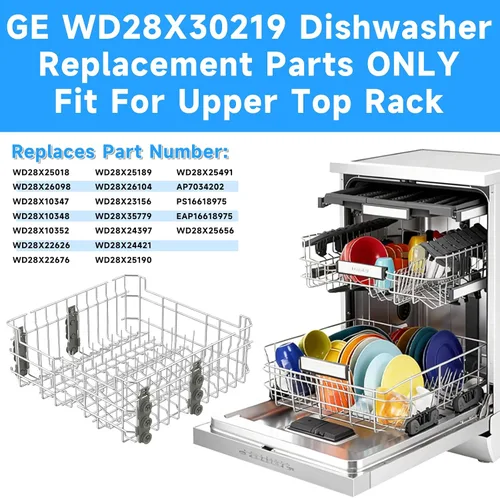 Vista 4 de Estante superior para lavavajillas WD28X30219 mejorado -SS304 compatible con piezas de repuesto para lavavajillas General Electric GE Hotpoint