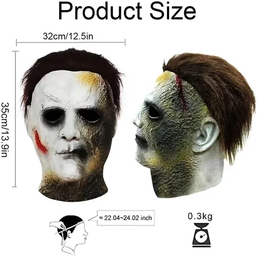 Vista 4 de Máscara de látex de cara completa de Michael Myers para Halloween 2023, para adultos, unisex