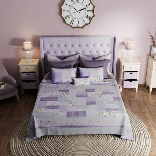 Vista 4 de Donna Sharp Edredón King – Colcha contemporánea de algodón rosa lavanda con patrón de retazos – lavable a máquina Lavable a máquina, incluye solo