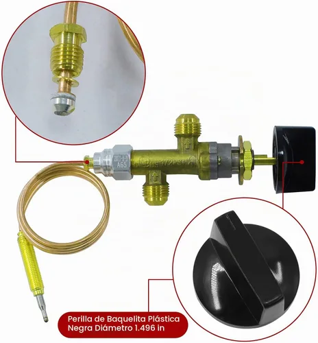 Vista 5 de MENSI Kit de válvula de control de seguridad de baja presión para chimenea de gas propano GLP, fogata, falla de llama, con ajuste