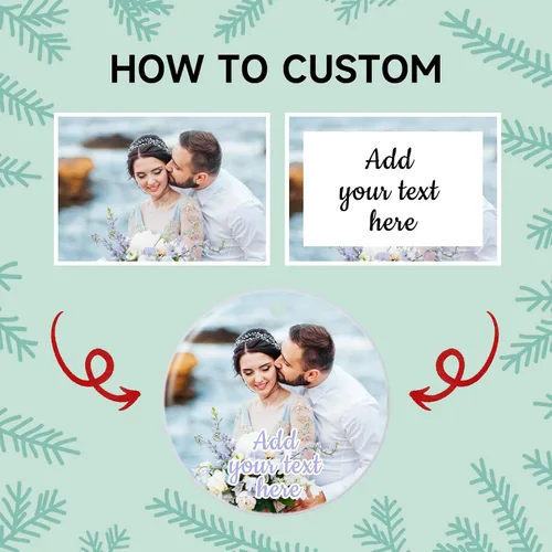 Vista 3 de Paquete de 4 adornos de Navidad personalizados 2025 de cerámica personalizada con foto y texto para decoración de árbol de Navidad, primera Navidad