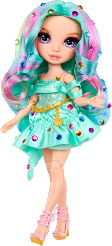 Vista 10 de Rainbow High Be Dazzling Fashion Dolls - Celine Turquesa (Azul Verde) con herramienta Bedazzler y gemas brillantes