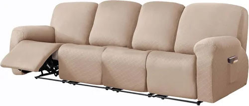 Vista 42 de vctops Funda reclinable con diamantes de 4 piezas, funda elástica para sofá reclinable de 1 plaza, protector suave y sólido para muebles con correa
