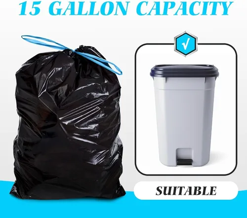 Vista 44 de Bolsas de basura de 7 galones, 100 unidades, bolsas de basura con cordón resistentes de Teivio, bolsas para papeleras de baño, bolsas de plástico