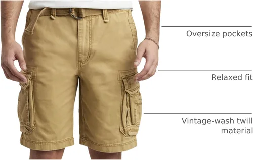 Vista 67 de Unionbay Survivor pantalones cortos de cargo con cinturón para hombre