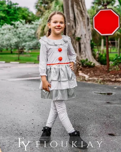 Vista 4 de fioukiay Disfraz de Halloween para niñas, ropa de Halloween para niñas, conjuntos de ropa de Halloween para niños pequeños