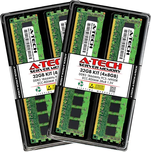 Vista 9 de A-Tech 4GB DDR3 1333MHz PC3-10600R ECC RDIMM 1Rx4 Rango único 1.5V Registrado DIMM 240-Pin Módulo de actualización de memoria RAM de servidor