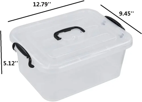 Vista 3 de Caja de almacenamiento de plástico de 8 litros, paquete de 2 contenedores de almacenamiento transparentes con asas