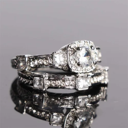 Vista 2 de Ai.Moichien Anillos de compromiso para mujer con circonita cúbica chapada en platino