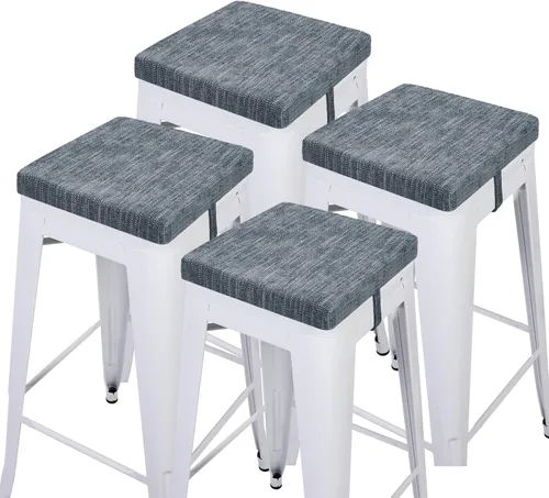 Vista 8 de baibu Juego de 2 cojines cuadrados de espuma viscoelástica de 12 pulgadas, diseño de doble capa con lazos, cojín cuadrado para silla para taburetes