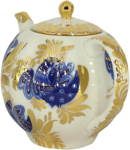 Vista 3 de Lomonosov - Tetera de porcelana con diseño de tulipán, 3 tazas de 20 onzas, 20.3 fl oz