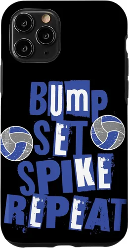 Vista 10 de iPhone 15 Parents Girls Volleyball Bump Set Spike Repeat Blue & White Case