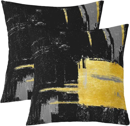 Vista 23 de Juego de 2 fundas de almohada abstractas de 16 x 16 pulgadas para niños, niñas, adolescentes, decoración de dormitorio, moderna a rayas, decoración