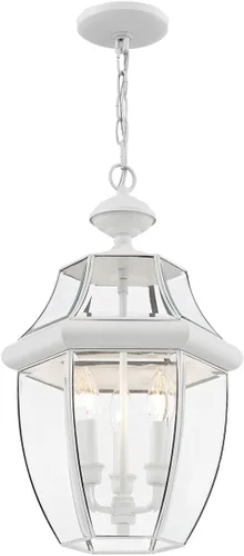 Vista 4 de Livex Lighting 2355-03 Monterey - Farol colgante de 3 luces, para exteriores, color blanco
