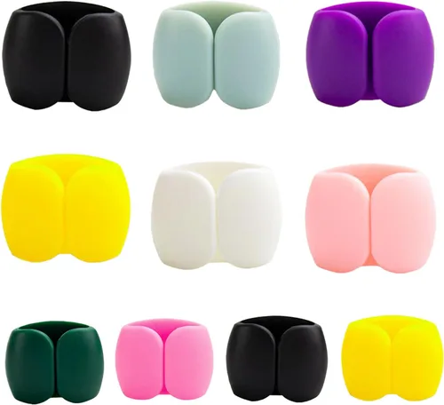 Vista 2 de 10 clips organizadores de cables, hebillas reutilizables de gestión de cables de silicona para cables de carga, líneas de datos y auriculares