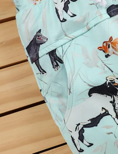 Vista 6 de bilison Conjunto de 3 piezas de ropa de verano para bebé recién nacido con estampado de vaca + pantalones + sombrero