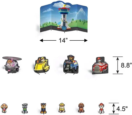 Vista 2 de Paw Patrol Adventures - Decoración de mesa multicolor (14 a 8.8 pulgadas), paquete de 1 pieza central de fiesta única, diseño llamativo y divertido