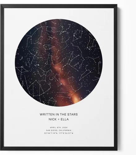 Vista 11 de CELESTORY Mapa de estrellas personalizado enmarcado con impresión nocturna del cielo, mapa de constelación, carta estelar, regalo de arte de pared