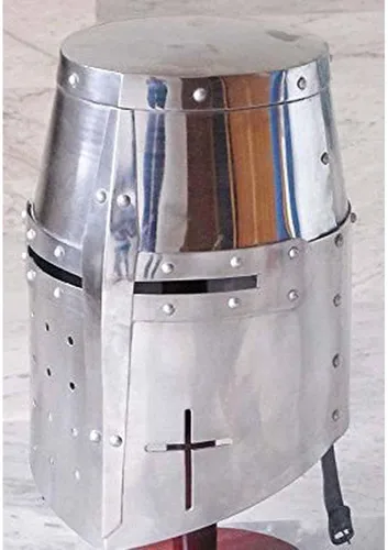 Vista 3 de AnNafi Casco medieval de armadura de caballero cruzado templario Armadura espartana griega romana Yelmo antiguo A Usable para disfraces