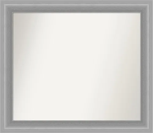 Vista 309 de Amanti Art Espejo de baño plateado para sobre el fregadero, 24 x 24 pulgadas, espejo cuadrado de peltre forjado a medida, marco de madera casual