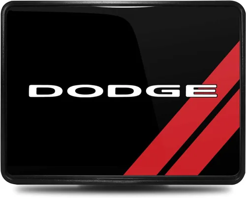 Vista 2 de iPick Image, Compatible con: placa frontal de metal negro con gráfico UV de Dodge en plástico ABS de 2 pulgadas para enganche de remolque