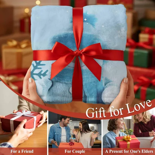 Vista 9 de Mantas de Tiro de Muñeco de Nieve de Navidad, Manta de Vellón Suave de Vacaciones de Invierno Decorativa para Hogar Sofá Sillón Silla Sala de Estar