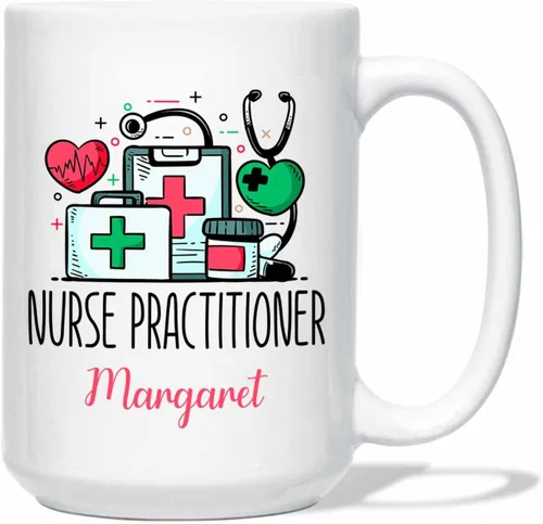 Vista 12 de Taza de enfermera practicante con nombre personalizado, regalo NP, taza de café para estudiante de enfermería, regalo médico personalizado