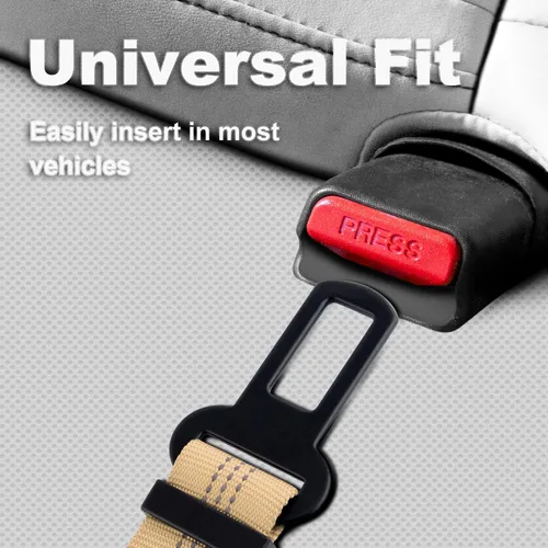 Vista 4 de Plutus Pet Cinturón de seguridad para perro para el coche, arnés de coche ajustable para perros con clip de mosquetón, cinturón de seguridad Beige
