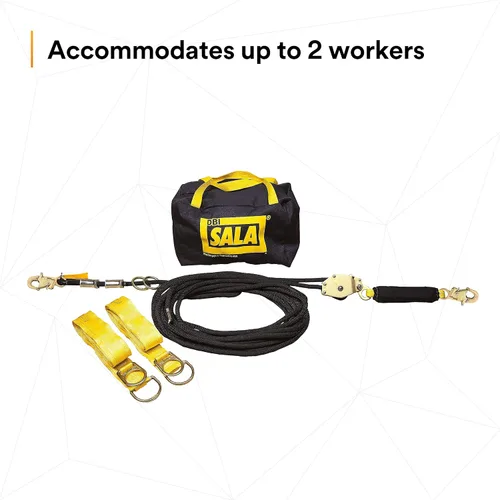 Vista 11 de 3M DBI-SALA Sayfline 7600505 Sistema de línea de vida horizontal, cuerda Kernmantle de 50 pies con tensor, absorbente de energía, dos adaptadores