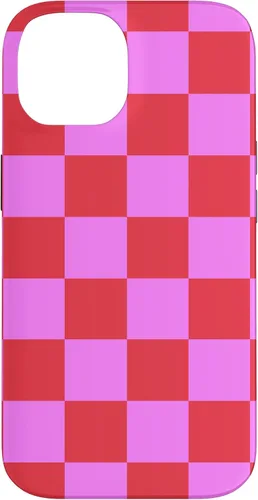 Vista 4 de Funda femenina con patrón de mujer rosa y rojo a cuadros para iPhone 17