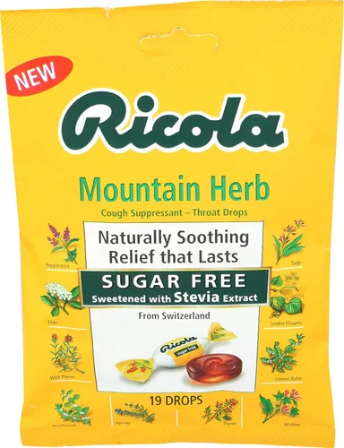 Vista 2 de Ricola Gotas de garganta sin azúcar Original Swiss Herb - 19 unidades, paquete de 2