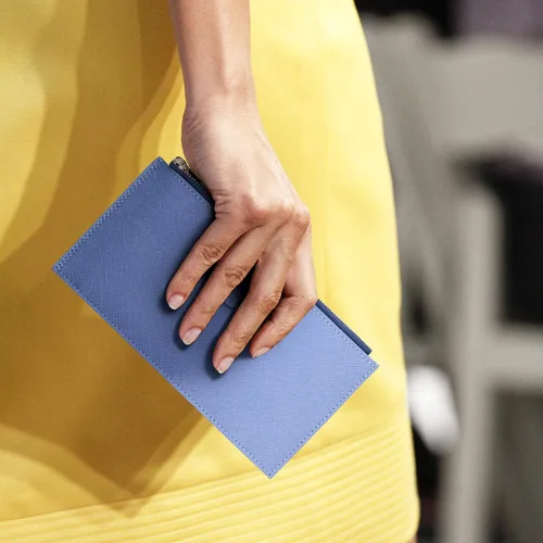 Vista 2 de Badiya Billetera para mujer con bloqueo RFID, doble tarjetero, A-Classical-Azul, Classic