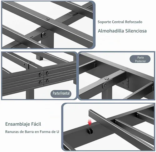 Vista 6 de ZIYOO Marco de cama de plataforma de metal individual de 18 pulgadas con cabecero, base de cama de listones de acero resistente de 1000 libras