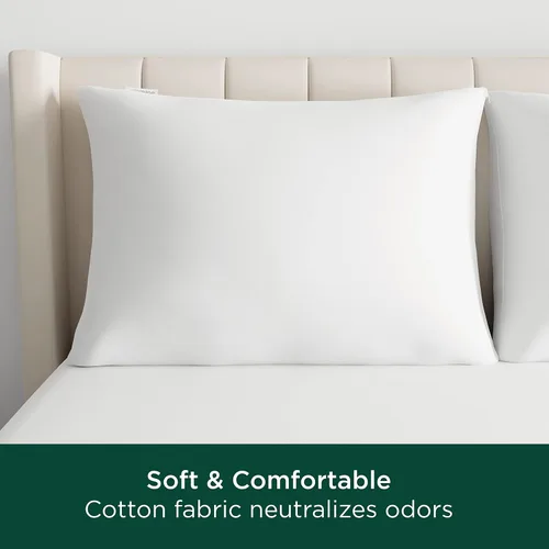 Vista 4 de AllerEase - Protector de almohada de algodón fresco, 100% algodón orgánico, transpirable, lavable a máquina, con cremallera, tamaño King, 2