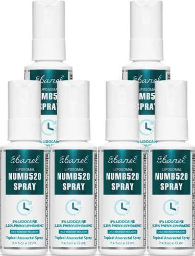 Vista 12 de Ebanel 5% Lidocaína en aerosol para alivio del dolor Numb520, aerosol anestésico tópico para aliviar la quemadura y el picor en la piel, tratamiento